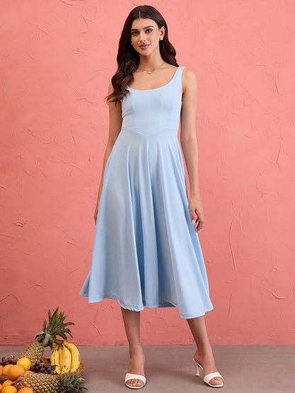 Stretchable Corset Fit & Flare Midi Dress