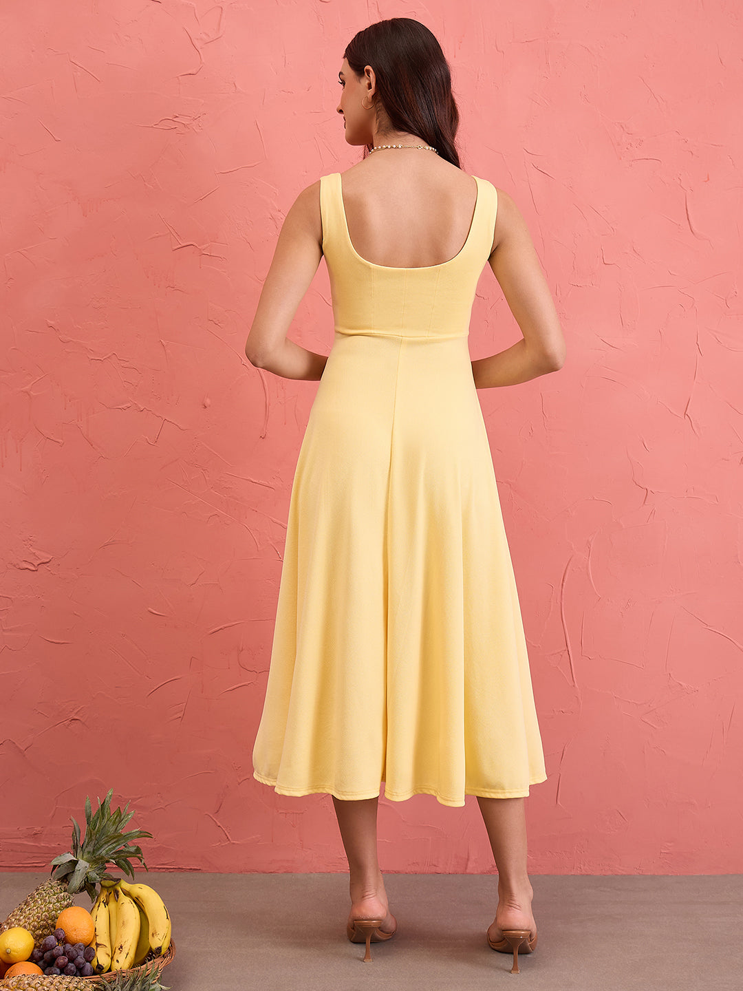 Stretchable Corset Fit & Flare Midi Dress