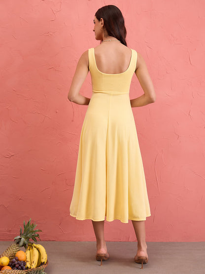 Stretchable Corset Fit & Flare Midi Dress