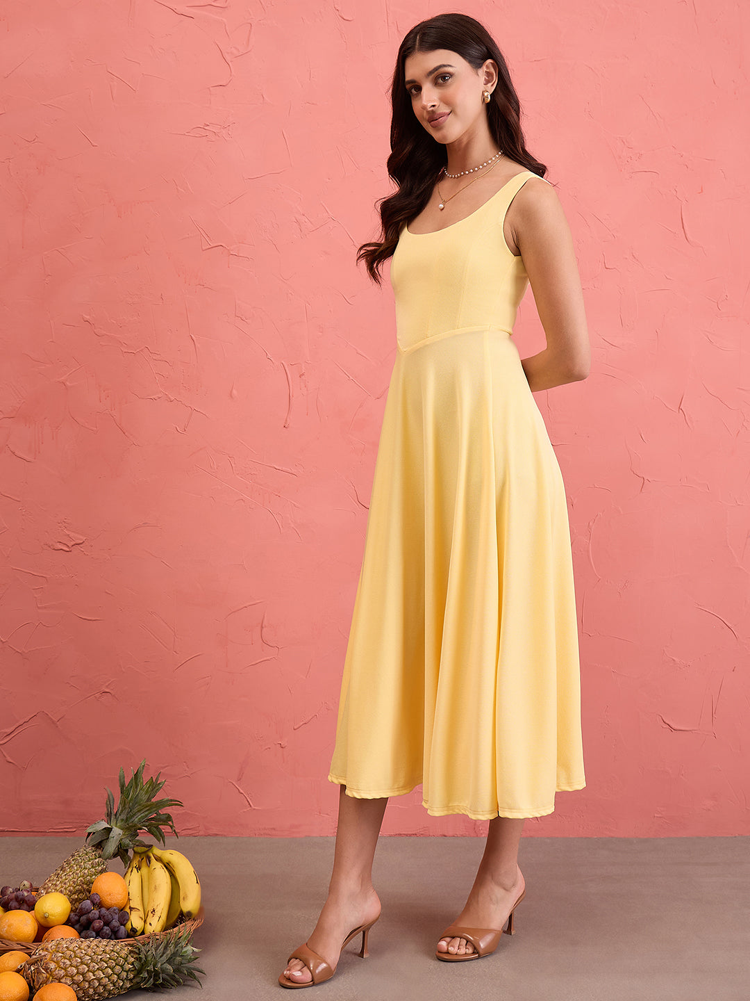 Stretchable Corset Fit & Flare Midi Dress