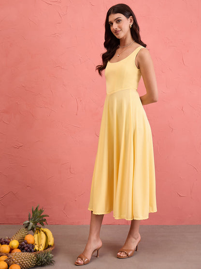 Stretchable Corset Fit & Flare Midi Dress