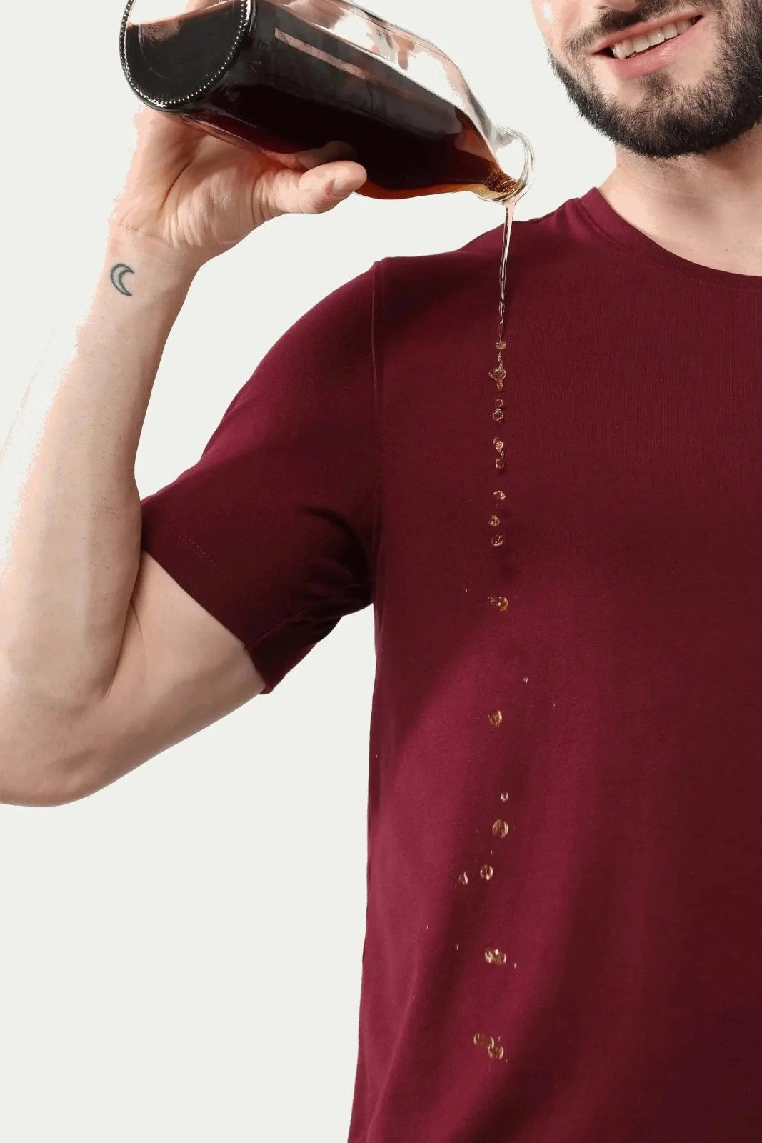 Crew Neck Tshirt | Anti Stain Anti Odor Water Repellent-CRANBERRY