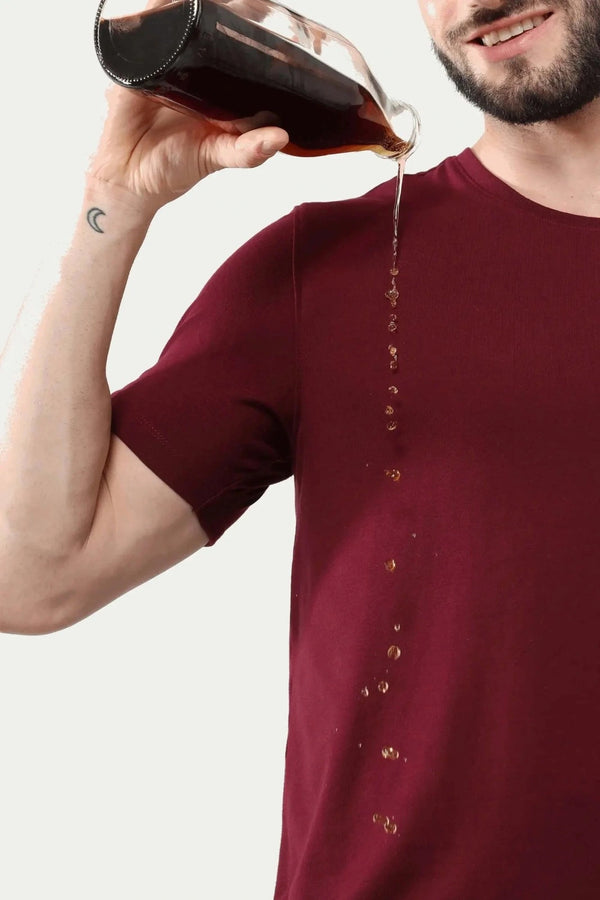 Crew Neck Tshirt | Anti Stain Anti Odor Water Repellent-CRANBERRY