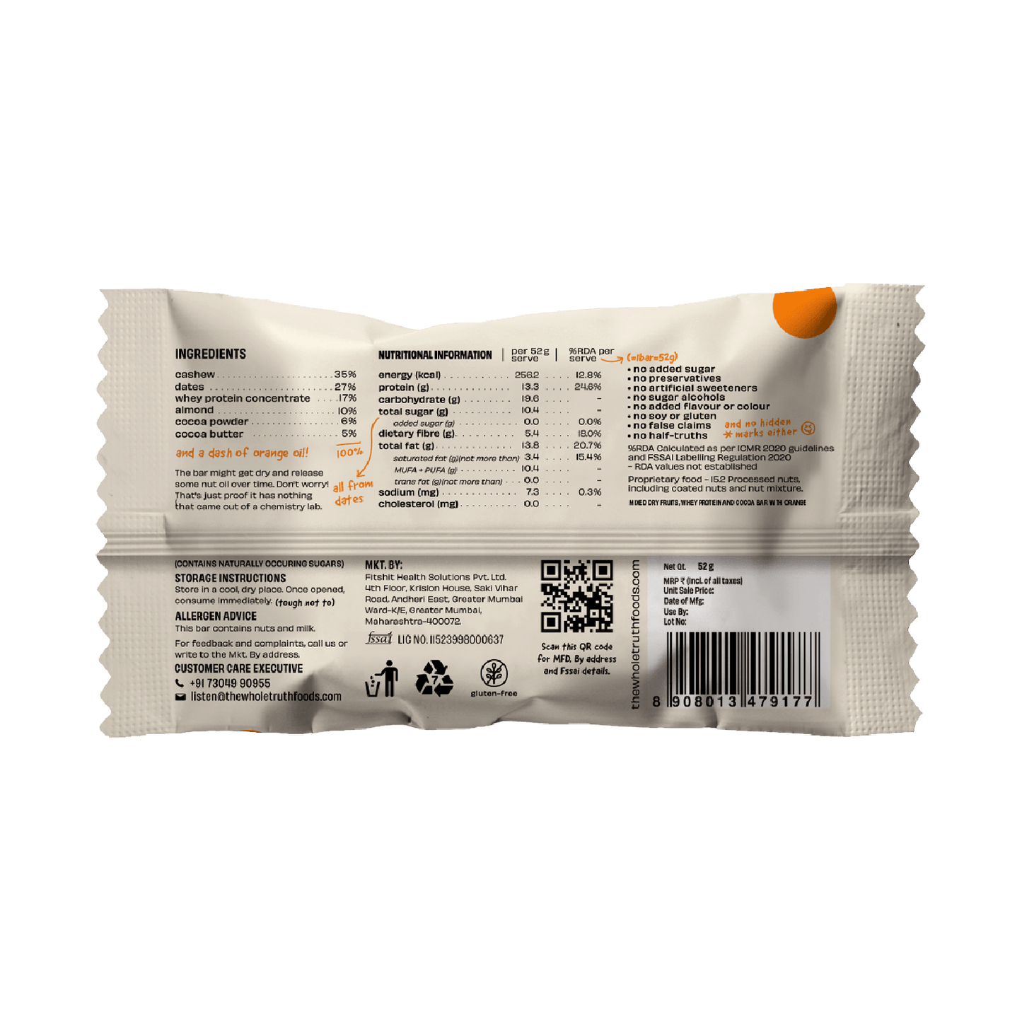 The Whole Truth Orange Cocoa Bar 52g | The Whole Truth Foods at Broadway