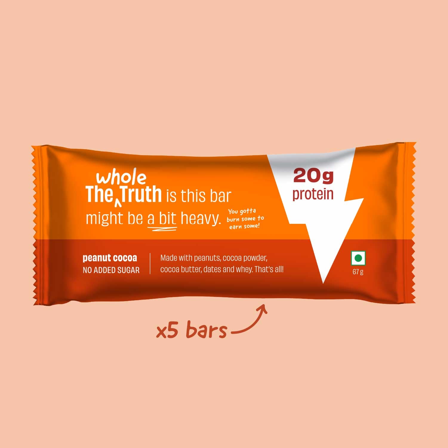 The Whole Truth Peanut Cocoa Pro Bar (CPBP) - 67gms | The Whole Truth Foods at Broadway