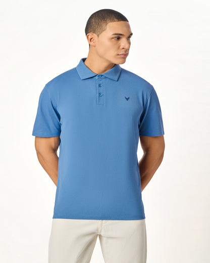 ARIN â€“ The Lucky Dove Blue Polo with Suede Detail