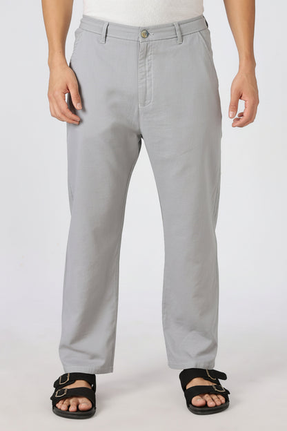 Linen-style 100% Cotton Straight Fit Grey Pant