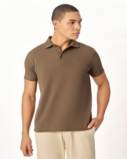 ARIN â€“ The Lucky Dove Brown Polo with Suede Detail
