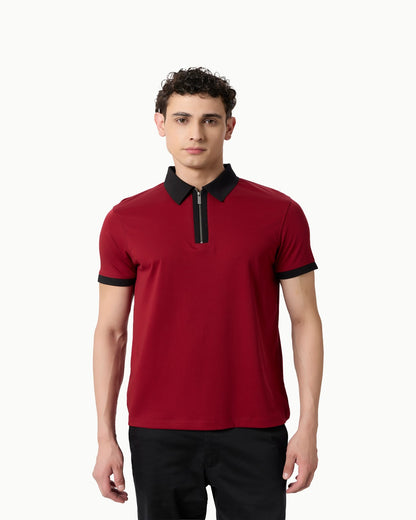 Imperial Zipper Polo Crimson