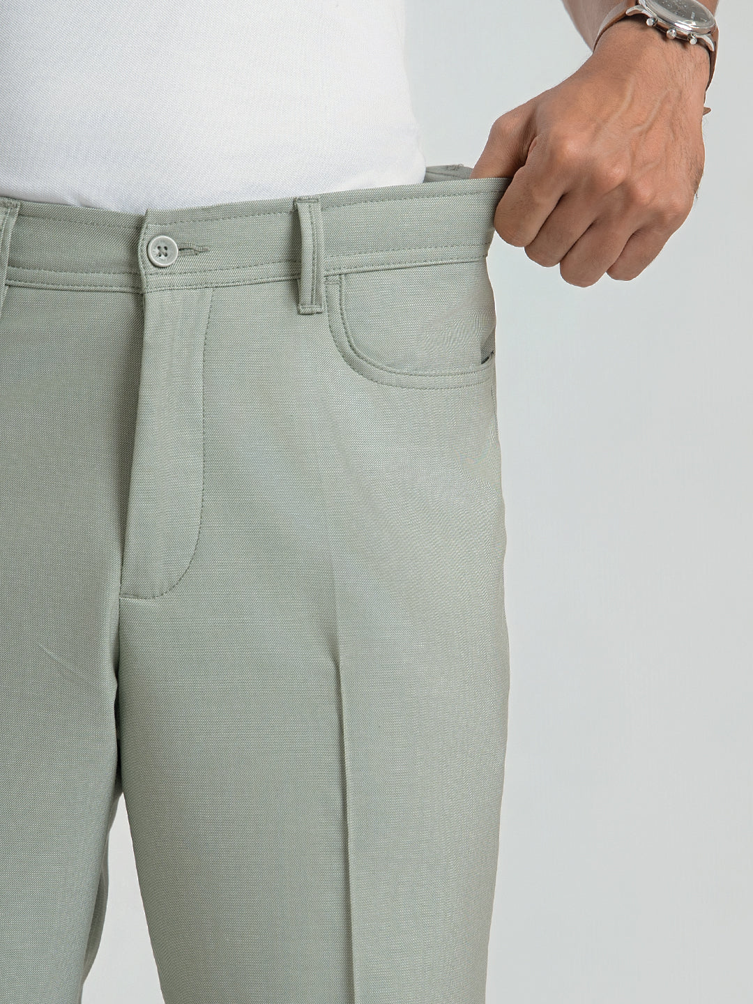 Korean Green Relaxed Fit Pintuck Pants