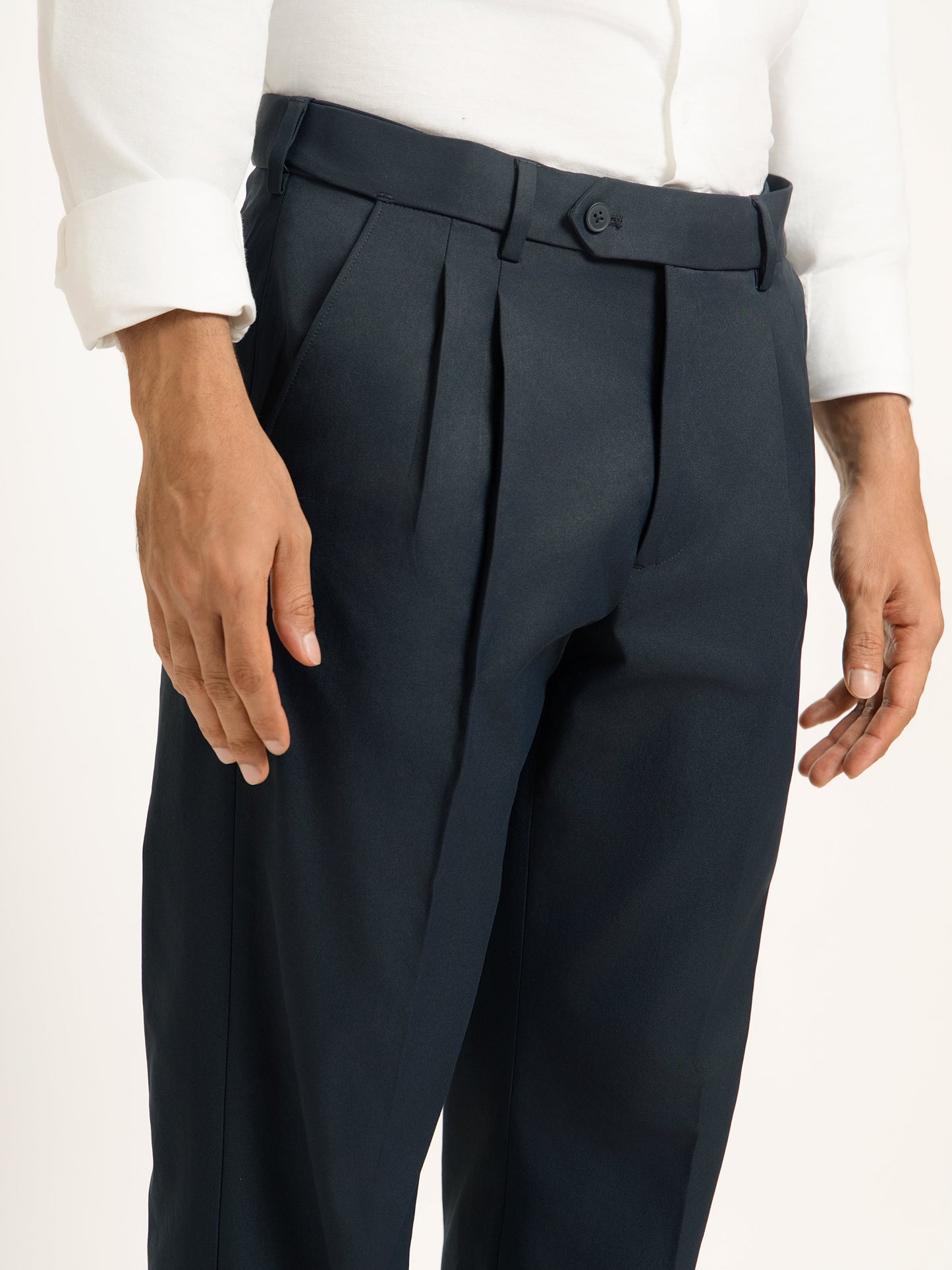 Japanese Navy Straight Fit Pleated Formal Trousers