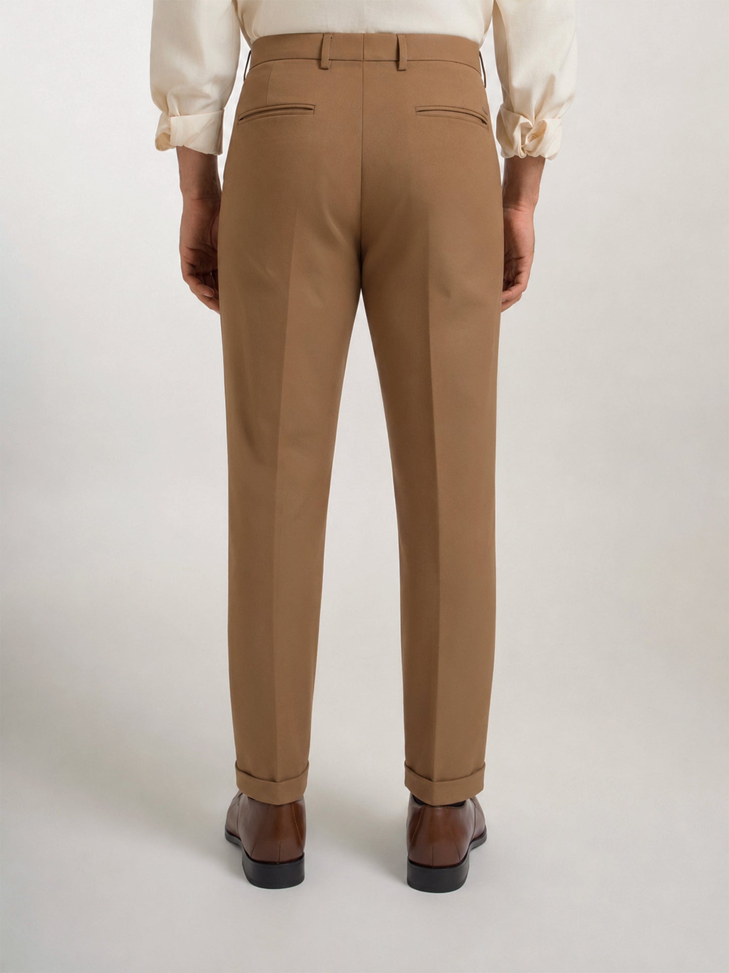 Japanese Brown Straight Fit Pleated Formal Trousers