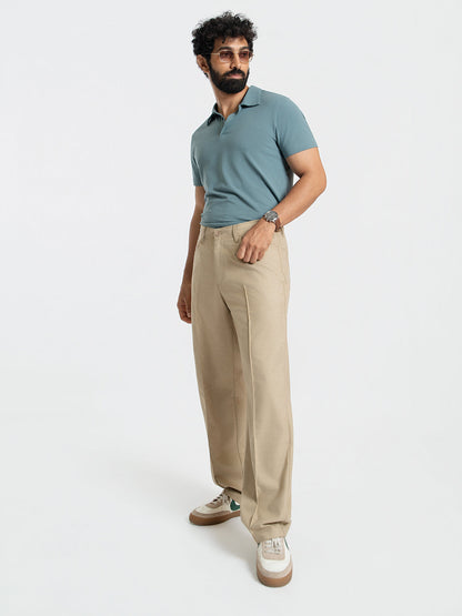 Korean Khaki Relaxed Fit Pintuck Pants
