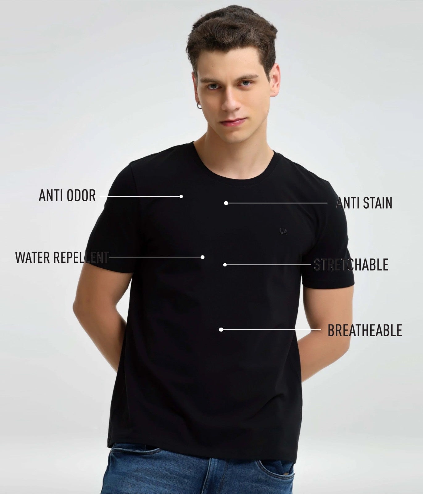 Crew Neck Tshirt | Anti Stain Anti Odor Water Repellent-BLACKPEARL