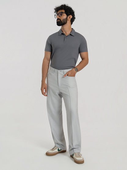 Korean Grey Relaxed Fit Pintuck Pants