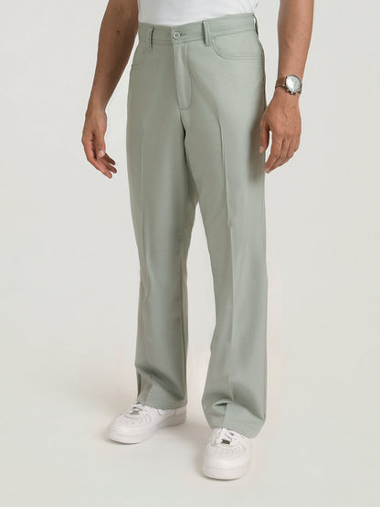 Korean Green Relaxed Fit Pintuck Pants