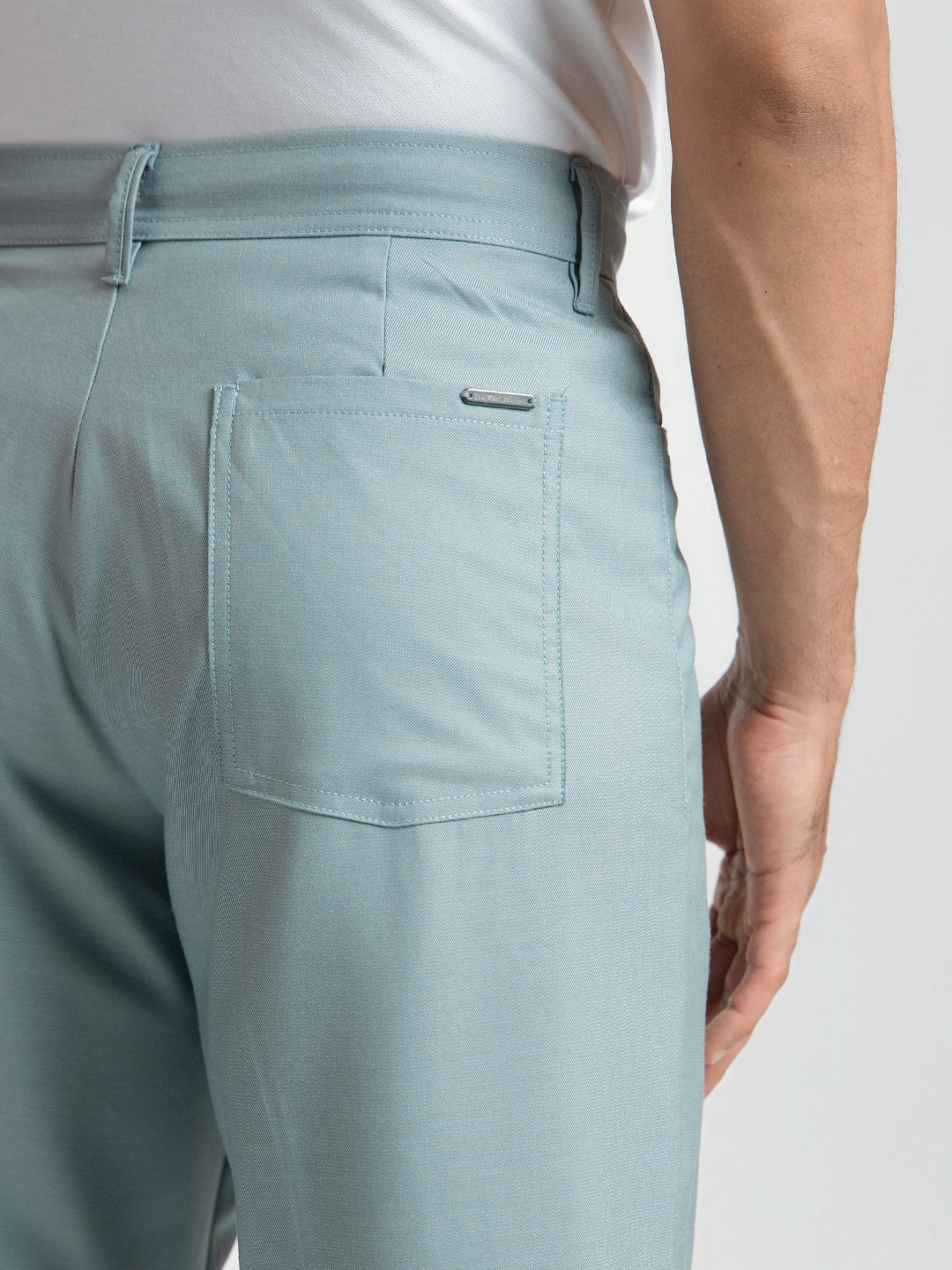 Korean Teal Relaxed Fit Pintuck Pants