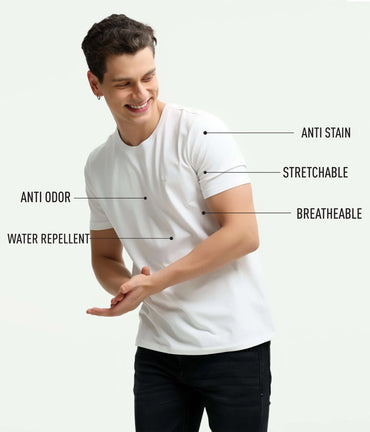 Crew Neck Tshirt | Anti Stain Anti Odor Water Repellent-FROSTWHITE