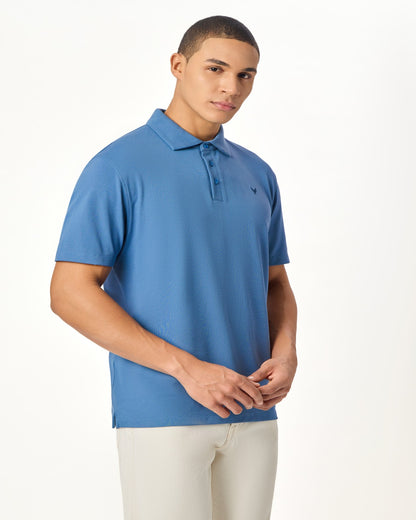 ARIN â€“ The Lucky Dove Blue Polo with Suede Detail