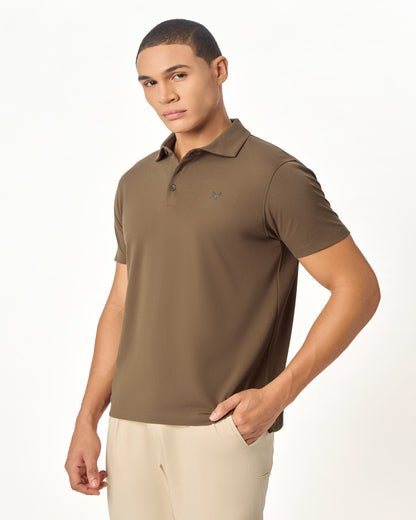 ARIN â€“ The Lucky Dove Brown Polo with Suede Detail