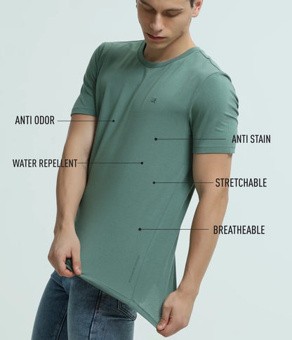 Crew Neck Tshirt | Anti Stain Anti Odor Water Repellent-SIMPLEGREEN