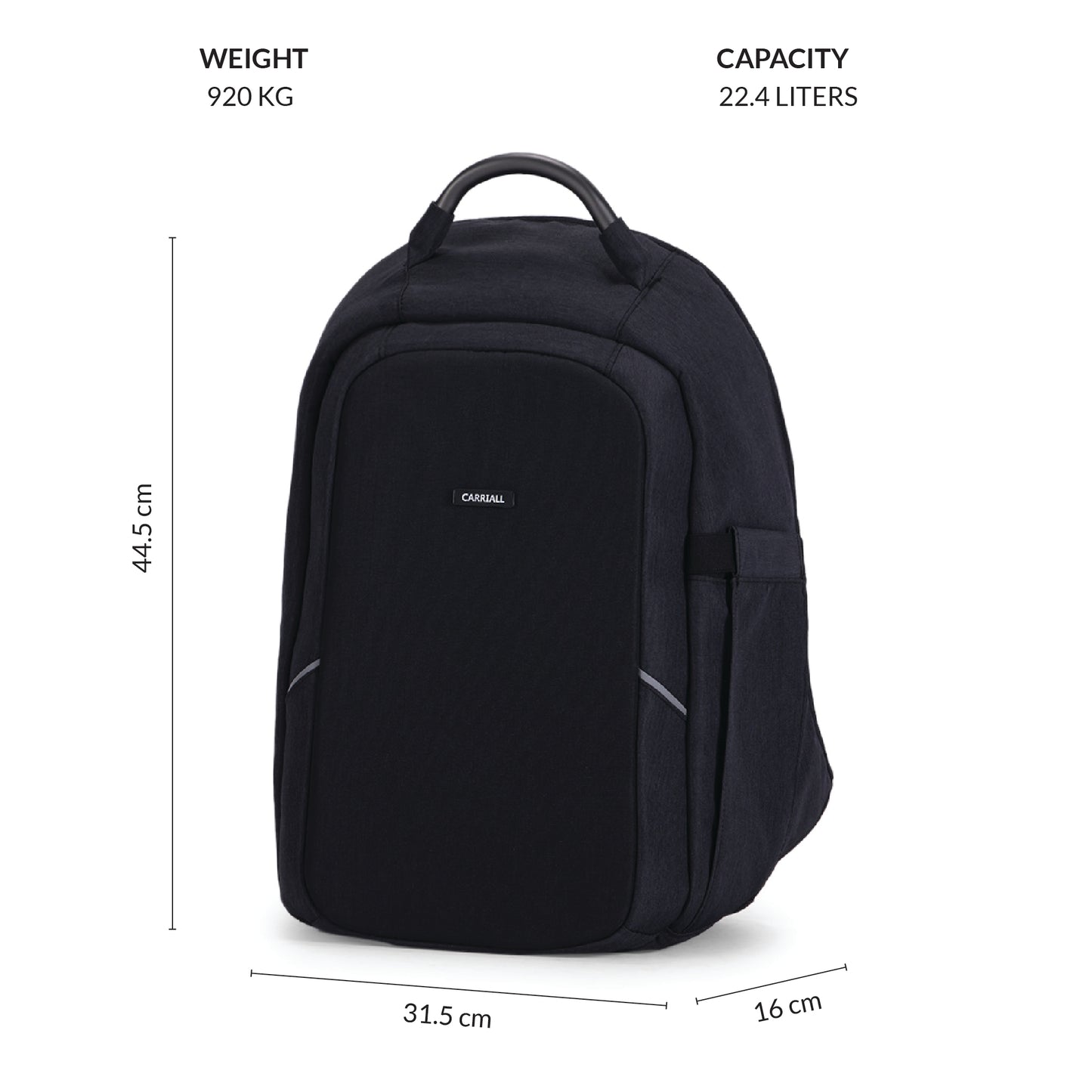 Carriall Columbus Black Smart Laptop Backpack