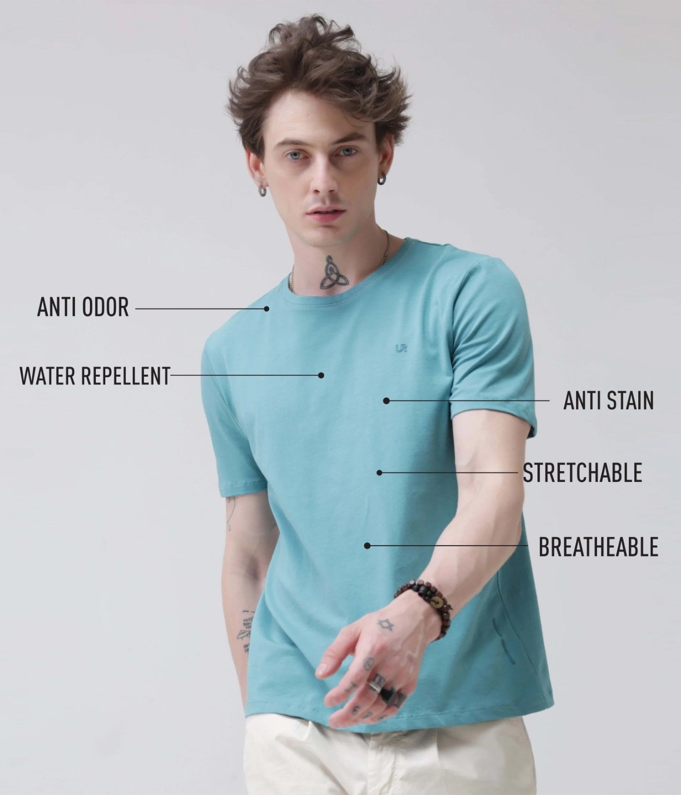 Crew Neck Tshirt | Anti Stain Anti Odor Water Repellent-PORCELAIN