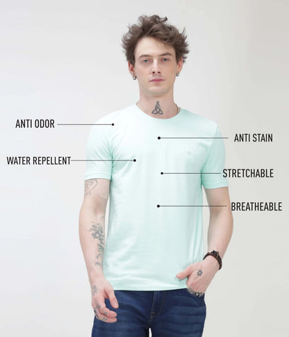 Crew Neck Tshirt | Anti Stain Anti Odor Water Repellent-AQUA