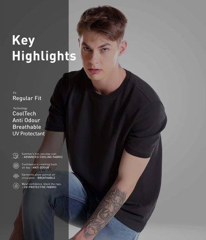 Crew Neck Tshirt |Cool Tech + UV Protectant + Anti Odour  OBSIDIANGREEN