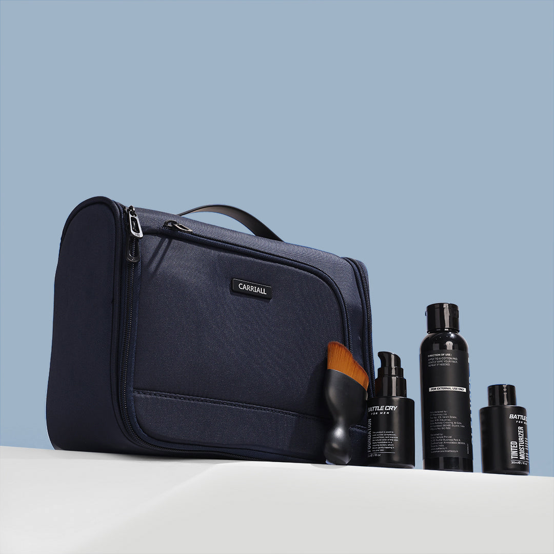 Carriall The Prepp Kit | Unisex Polyester Toiletry Bag with hook  (Navy Blue)