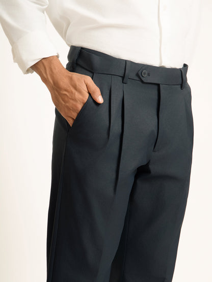 Japanese Navy Straight Fit Pleated Formal Trousers