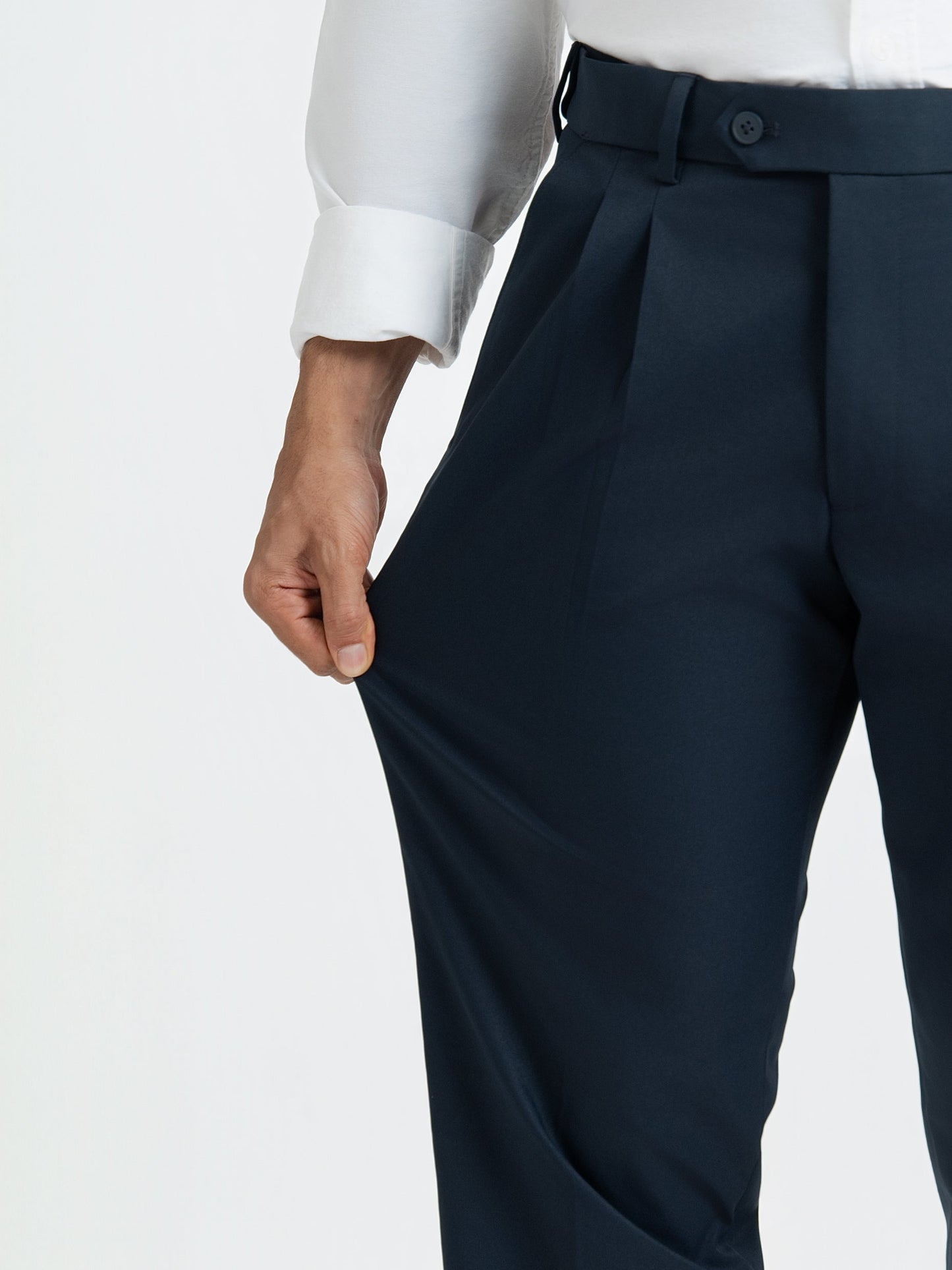 Japanese Navy Straight Fit Pleated Formal Trousers