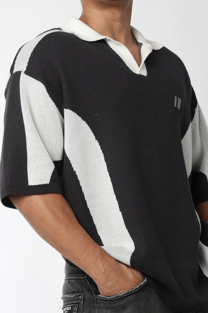 Charcoal Knit Polo