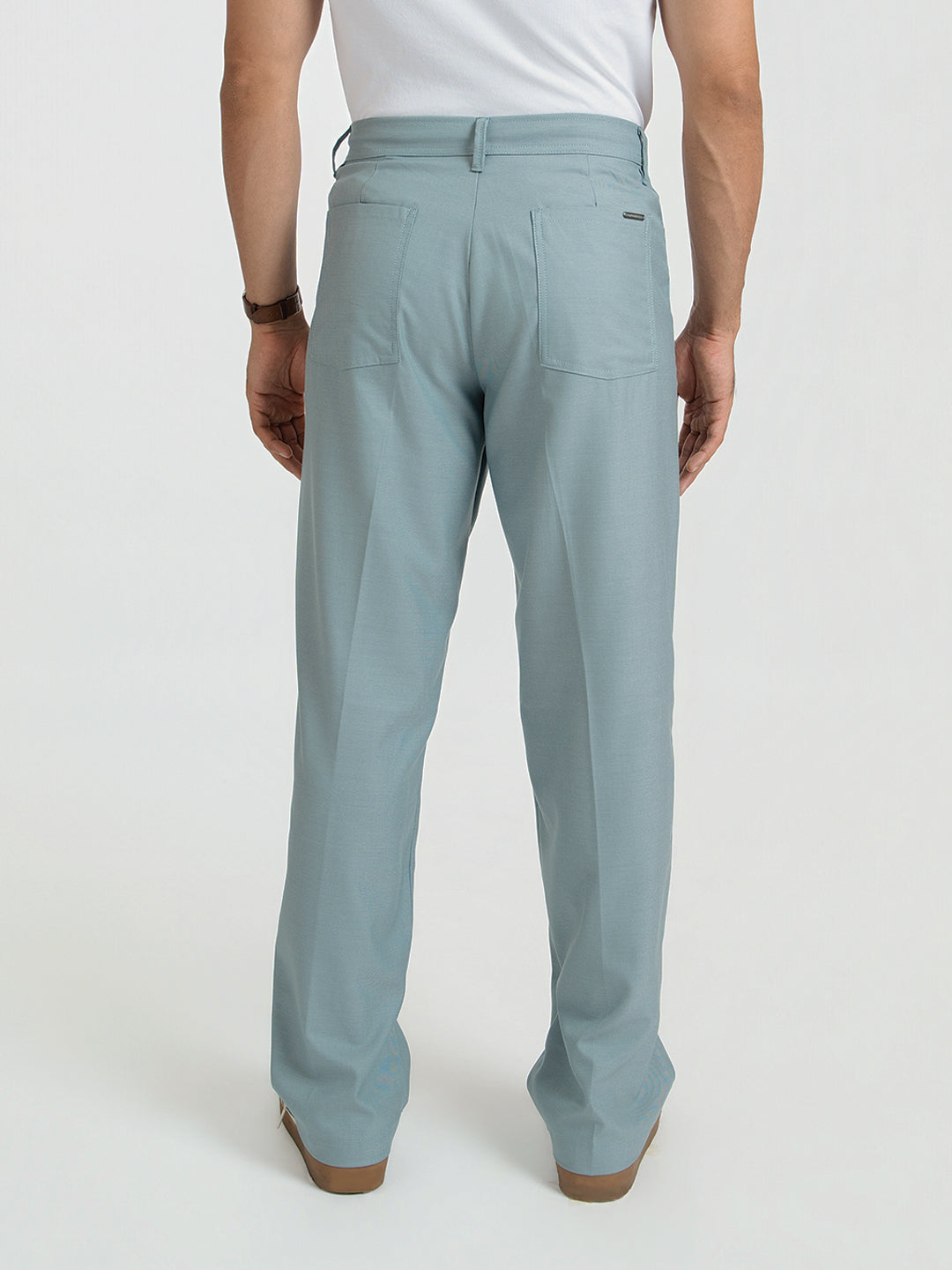 Korean Teal Relaxed Fit Pintuck Pants