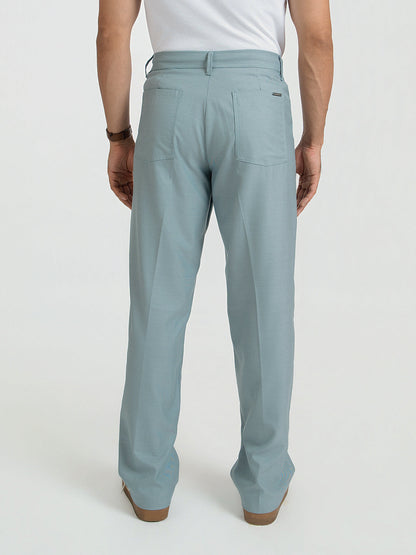 Korean Teal Relaxed Fit Pintuck Pants