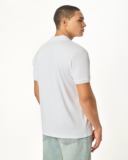 NOIR LUXE  ZIPPER POLO WHITE