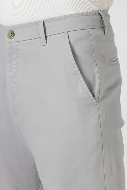 Linen-style 100% Cotton Straight Fit Grey Pant