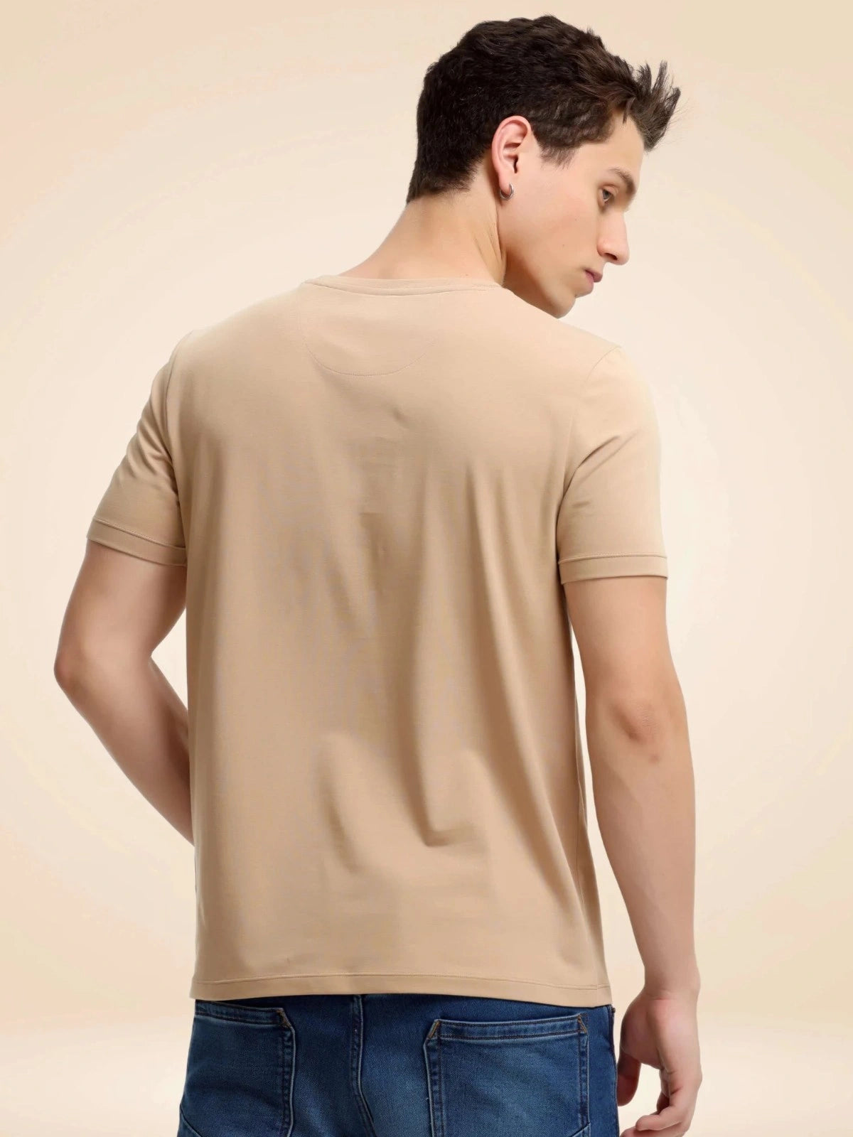 Crew Neck Tshirt | Anti Stain Anti Odor Water Repellent-CAMEL