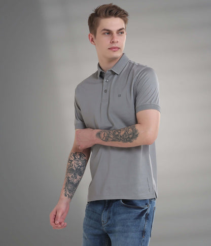 Polo Tshirt |Gold Finish + Anti Odour  DIAMONDGREY