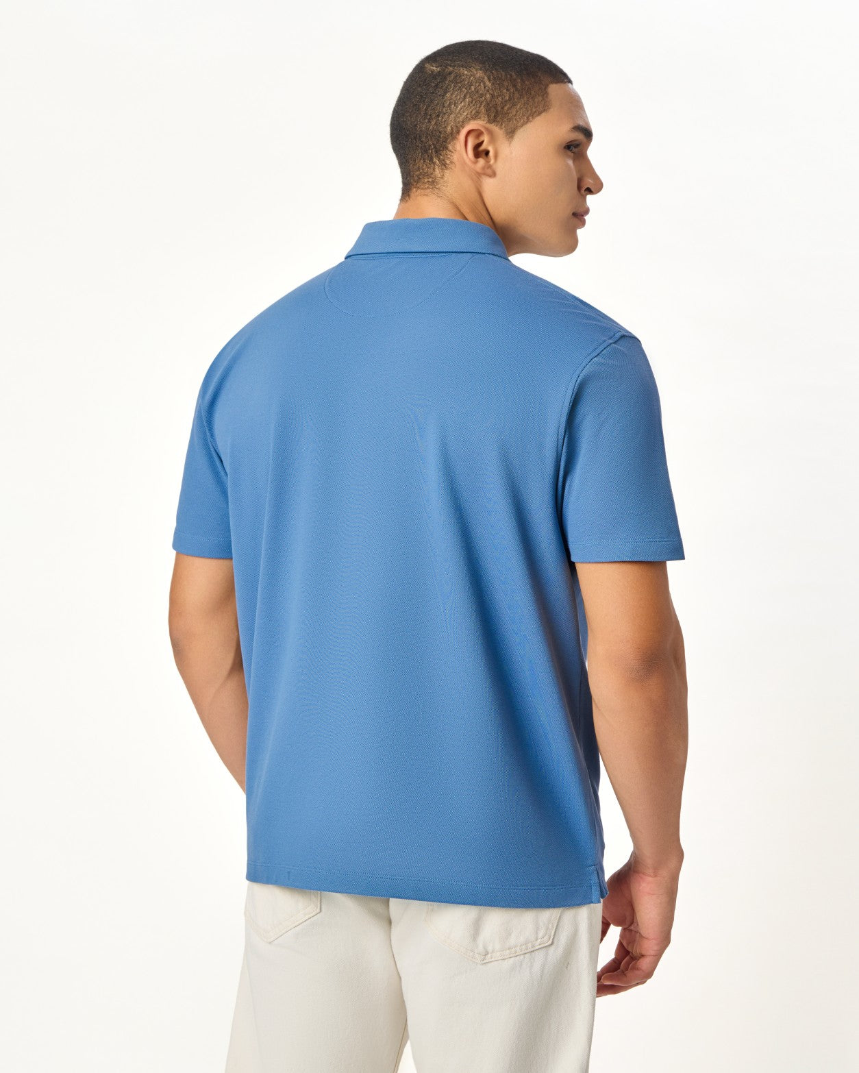 ARIN â€“ The Lucky Dove Blue Polo with Suede Detail