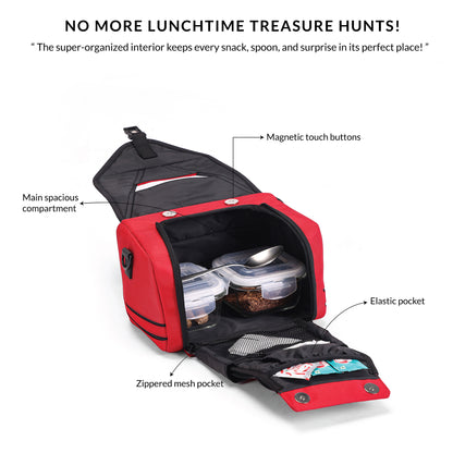 Carriall Zento - The Kids Meal Bag Red & Black Lunch Bag For Kids Boys & Girls (Red & Black)
