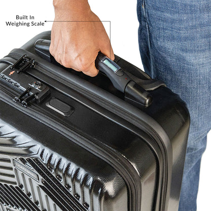Carriall Smart Trail Polycarbonate Cabin Bag with weighing scale (Black)