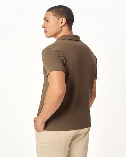 ARIN â€“ The Lucky Dove Brown Polo with Suede Detail