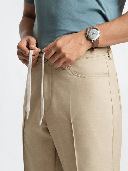 Korean Khaki Relaxed Fit Pintuck Pants