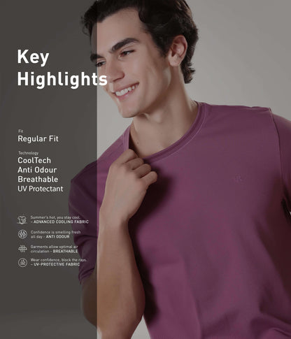 Crew Neck Tshirt |Cool Tech + UV Protectant + Anti Odour  DUSTYROSE