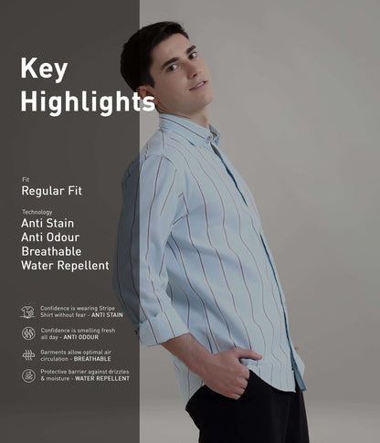 Shirt | Anti Stain Anti Odor Water Repellent   MONOCHROMEBLUE