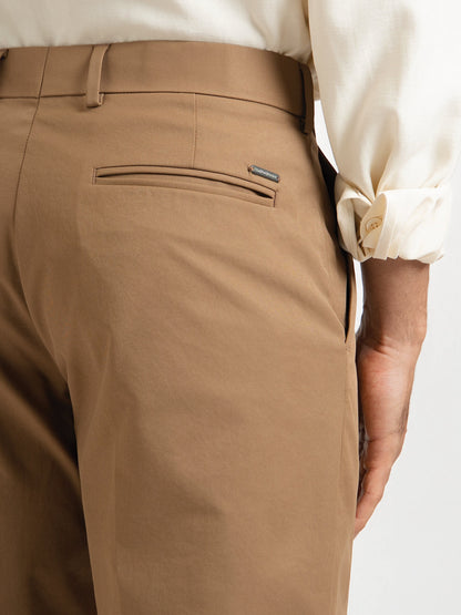 Japanese Brown Straight Fit Pleated Formal Trousers
