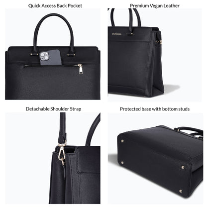 Carriall Empress Vegan Leather Tote bag for women & girls (Black)