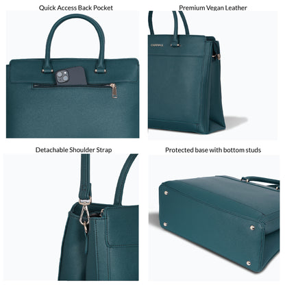 Carriall Empress Vegan Leather Tote bag  for women & girls (Dark Teal)