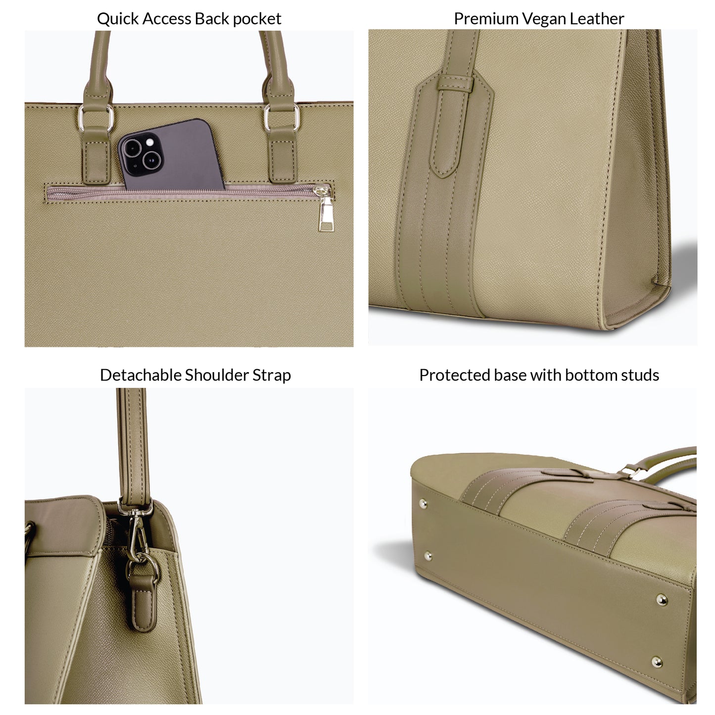 Carriall Hazel Womens Vegan Leather Tote bagfor women & girls (Dark Vanilla)